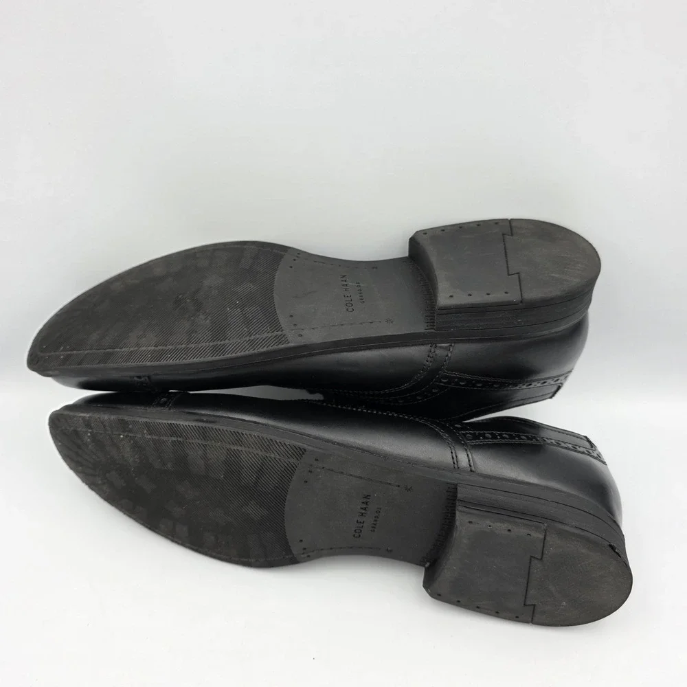 Cole Haan C20225 Shoes Men 8.5 M Black Leather Signature Grand OS Captoe LaceUp